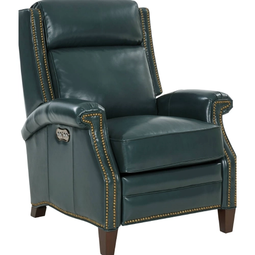 Barrett Power Recliner w/ Power Head Rest in Highland Emerald Green Top Grain Leather